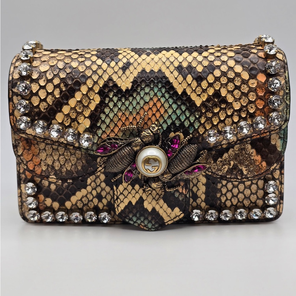 Gucci Multicolor Snake Print Bag with Jewel Details